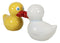 Bath Tub Themed Duckies White Yellow Ducks Kissing Salt & Pepper Shakers Set