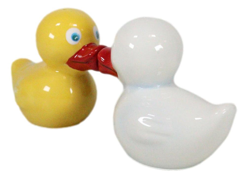 Bath Tub Themed Duckies White Yellow Ducks Kissing Salt & Pepper Shakers Set