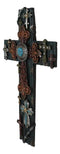 Rustic Western Layered Crosses Fleur De Lis Cowboy Turquoise Tooled Wall Cross