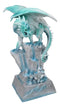 Winter White Dragon On Frozen Ice Cliff With LED Light Crystals Decor Figurine