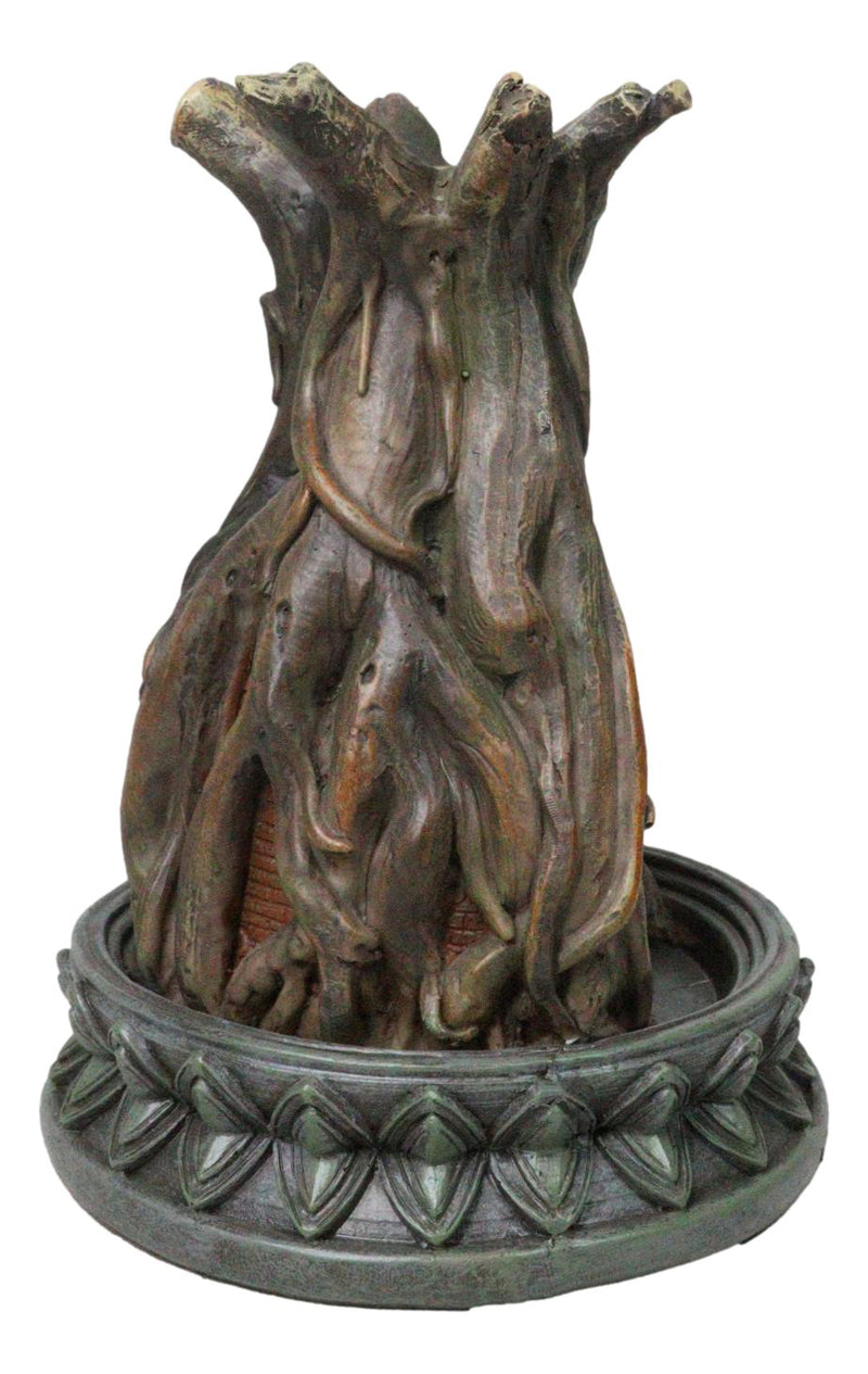 Amitabha Buddha Meditating Inside Tree Trunk Backflow Incense Burner Figurine