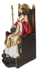 Christian Decor Crowned Christ The King Sitting On The Throne Sculpture 7.75" H