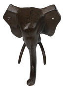 Cast Iron Rustic Abstract Safari Wildlife Jungle Elephant Wall Hook Sculpture