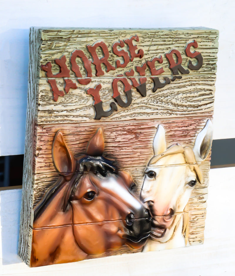 Rustic Western Horse Couple Lovers Faux Wood Wall Decor Frameless Picture Plaque