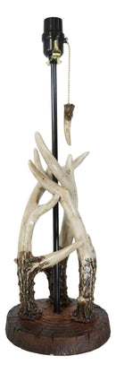 Rustic Western Entwined Stag Deer Antlers On Tree Ring Table Lamp With Shade