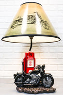 Ebros Old Fashioned Gas Pump Retro Bike Motorcycle Desktop Table Lamp W/ Shade