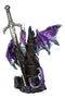 Purple Knight Dragon With Castle Tower And Gothic Sword Letter Opener Figurine