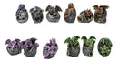 Set of 12 Metallic Red Green Purple Blue Baby Dragons In Eggs Mini Figurines