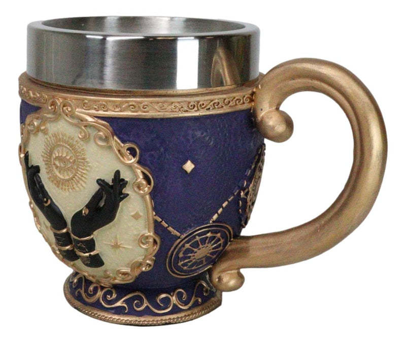 Gold And Purple Wicca Fortune Teller Chirology All Seeing Eye Tarot Tea Cup Mug