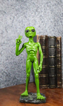 UFO Space Ship Green ET Roswell Alien I Come in Peace with Hand Sign Figurine
