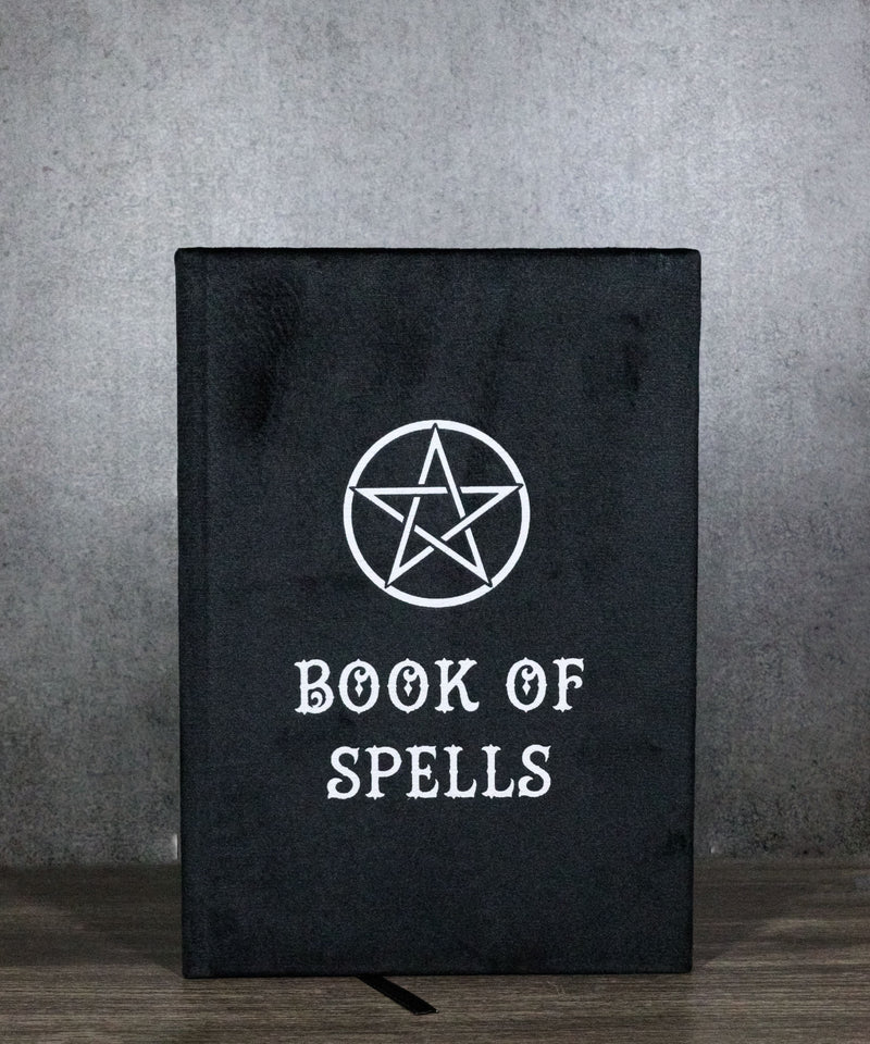 The Book Of Spells Pentagram Circle A5 Lined Pages Velvet Cover Journal Book