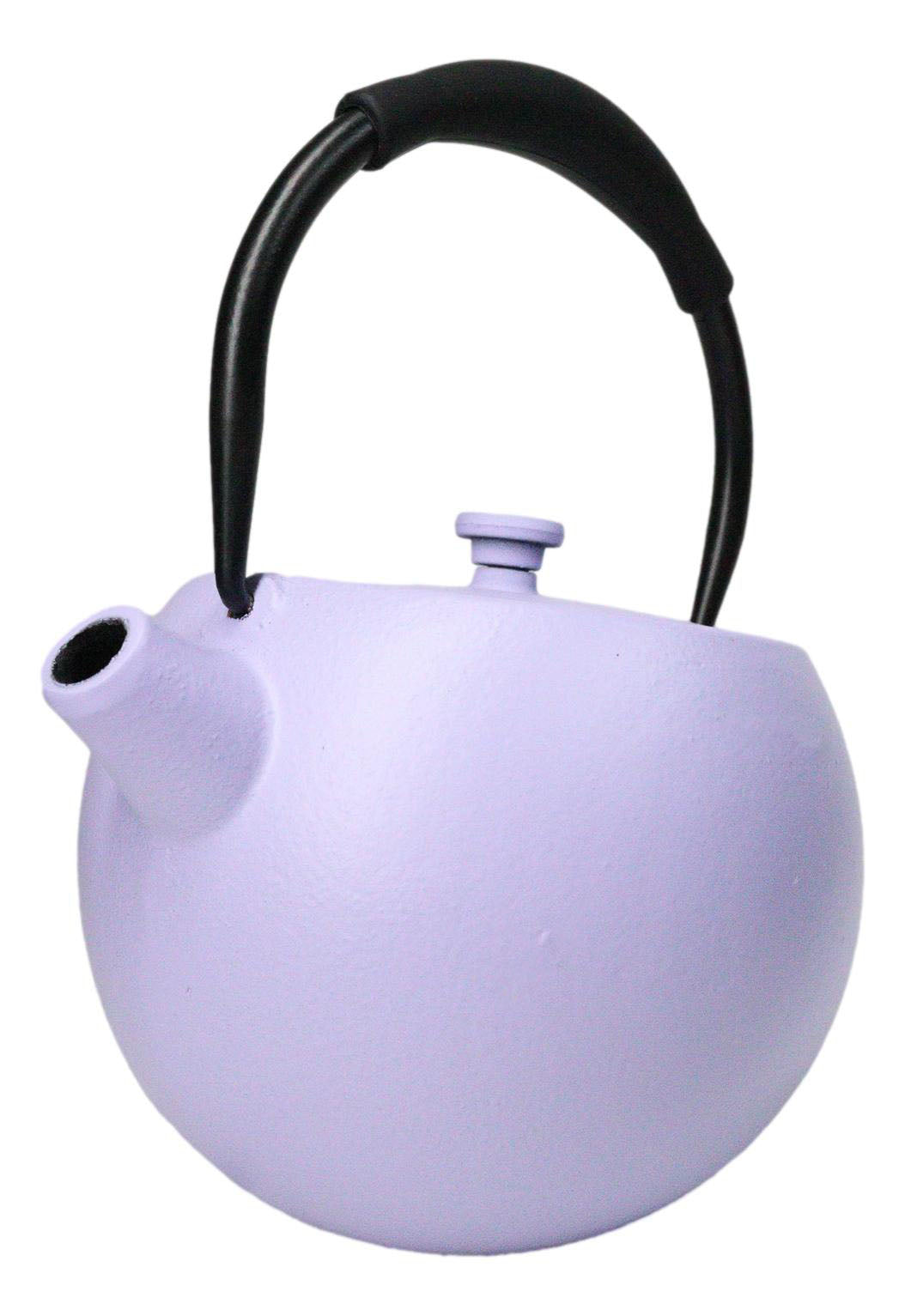 Pastel Purple Minimalist Tilted Round Cast Iron Teapot 28oz Tea Pot With Handle