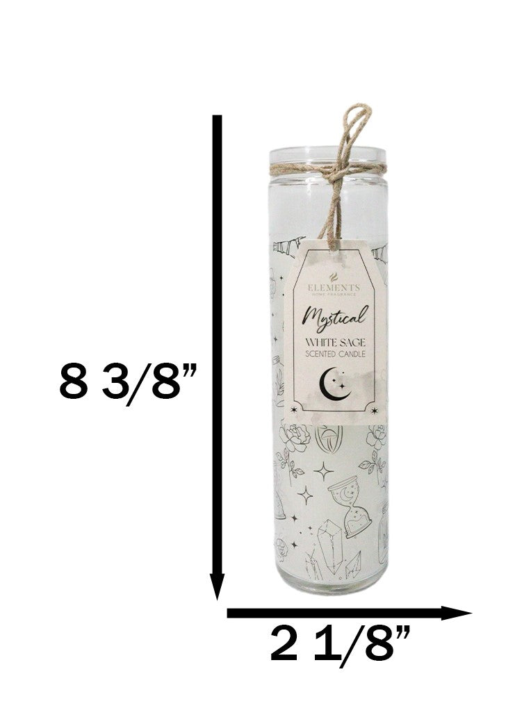 Mystical Magic Symbols White Sage Wicca Tall Tube Scented Candle Home Fragrance