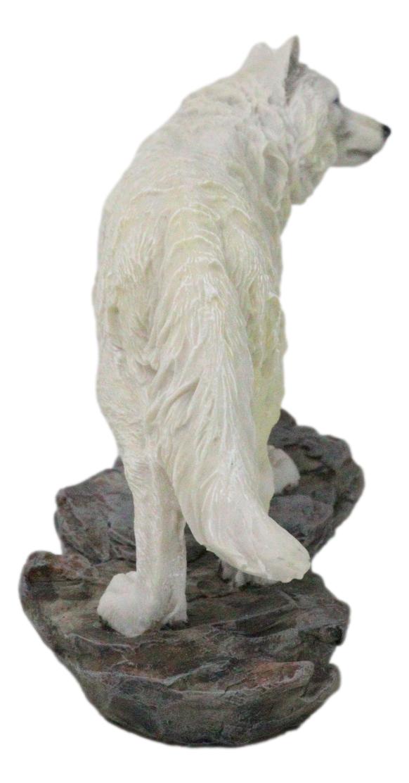 Woodlands Winter Hunter Tundra Snow White Albino Wolf On The Prowl Figurine