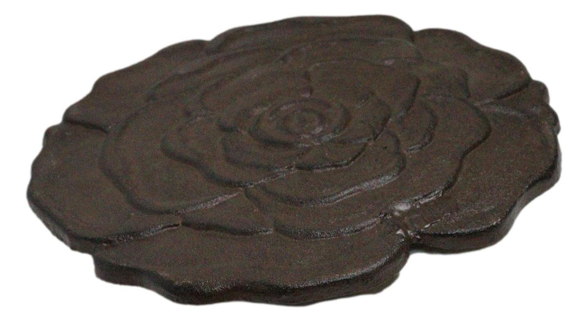 Pack Of 3 Rustic Cast Iron Rose Flower Blossom Garden Garden Stepping Stones - Ebros Gift