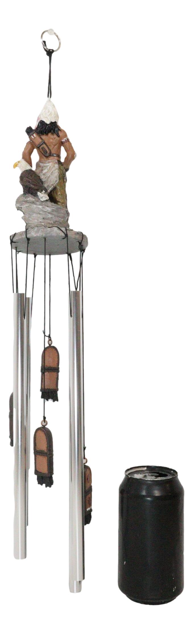Southwestern Tribal Indian Chief With Eagle Roach Headdress And Axe Wind Chime
