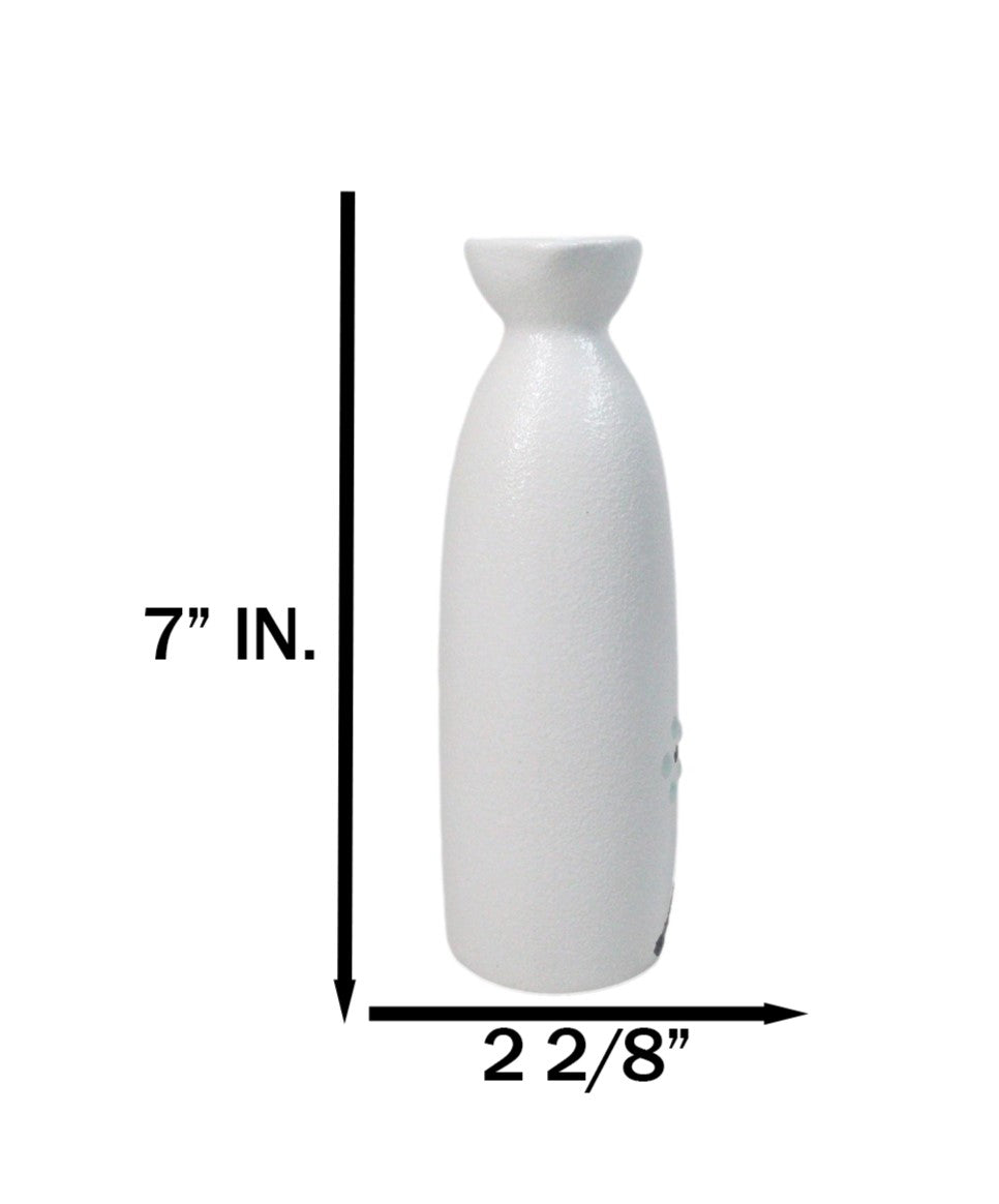 Set Of 6 Porcelain Yukino Hana Snow Flower Japanese Wine Sake Tokkuri Flasks 9oz