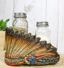 Southwest Native Indian Chief Headdress Roach Salt And Pepper Shakers And Holder