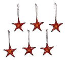 Set Of 6 Red Starfish Sea Stars Ocean Marine Wall Hanging Decor Tree Ornaments