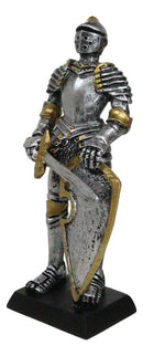 Medieval Valiant Knight Suit Of Armor With Sword And Spade Shield Mini Figurine