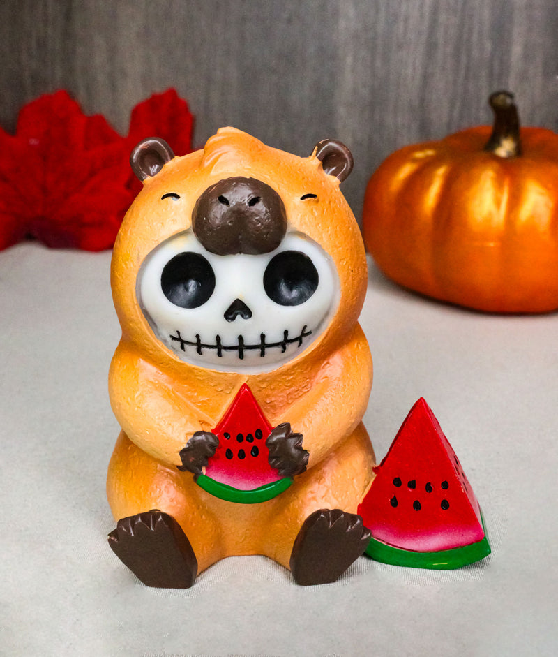 Furrybones Adorable Capybara With Watermelon Skeleton Figurine Furry Bones