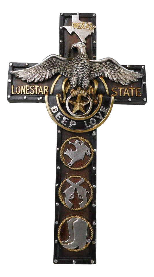 Western Rodeo Cowboy Pistols Spur Boots Texas Lone Star State Eagle Wall Cross