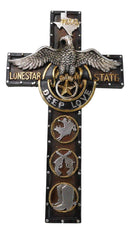 Western Rodeo Cowboy Pistols Spur Boots Texas Lone Star State Eagle Wall Cross