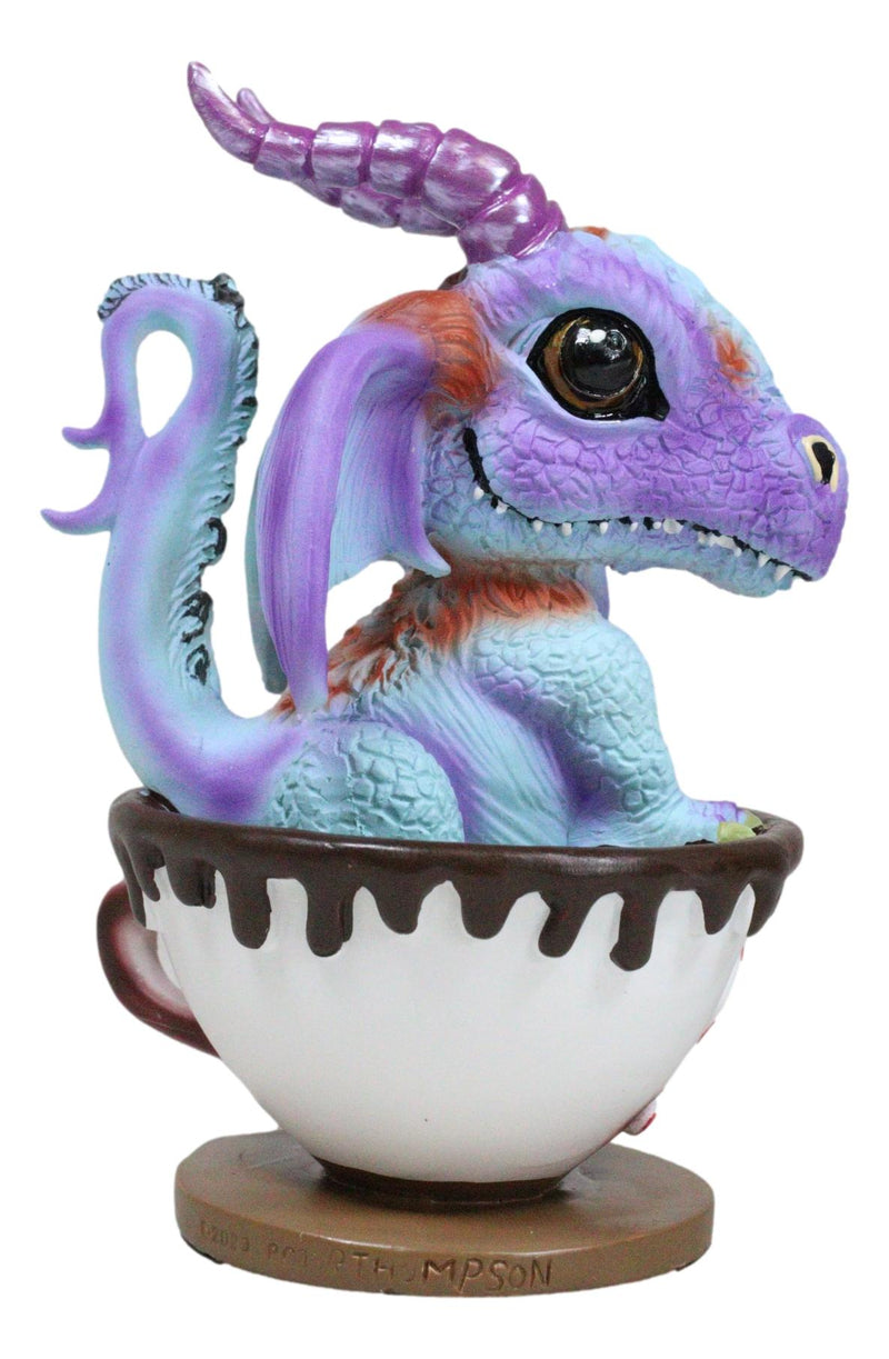 Fantasy Chocolate Latte with Eugene Baby Dragon In Beverage Saucer Cup Figurine