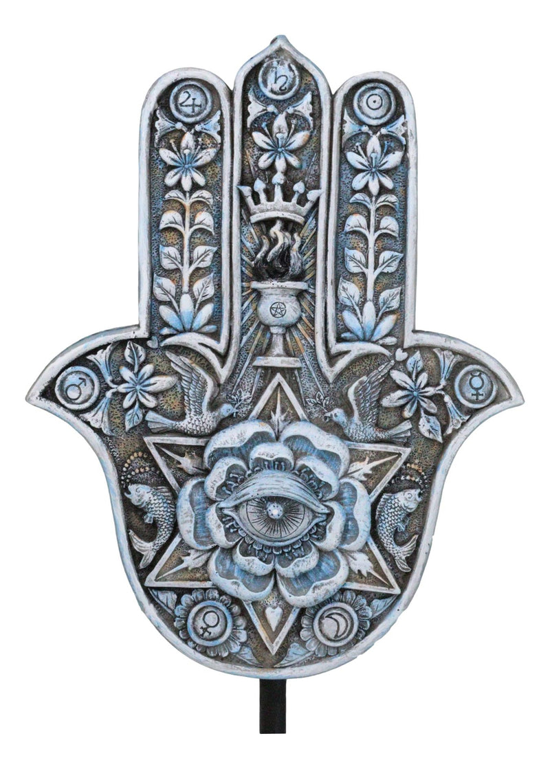 Hand of God Hamsa Palm With Magen David Star Eye of Providence Figurine Plaque
