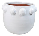 Modern Chic White Round Ribbed Design Terracotta Floral Planter Pot 11"Wide