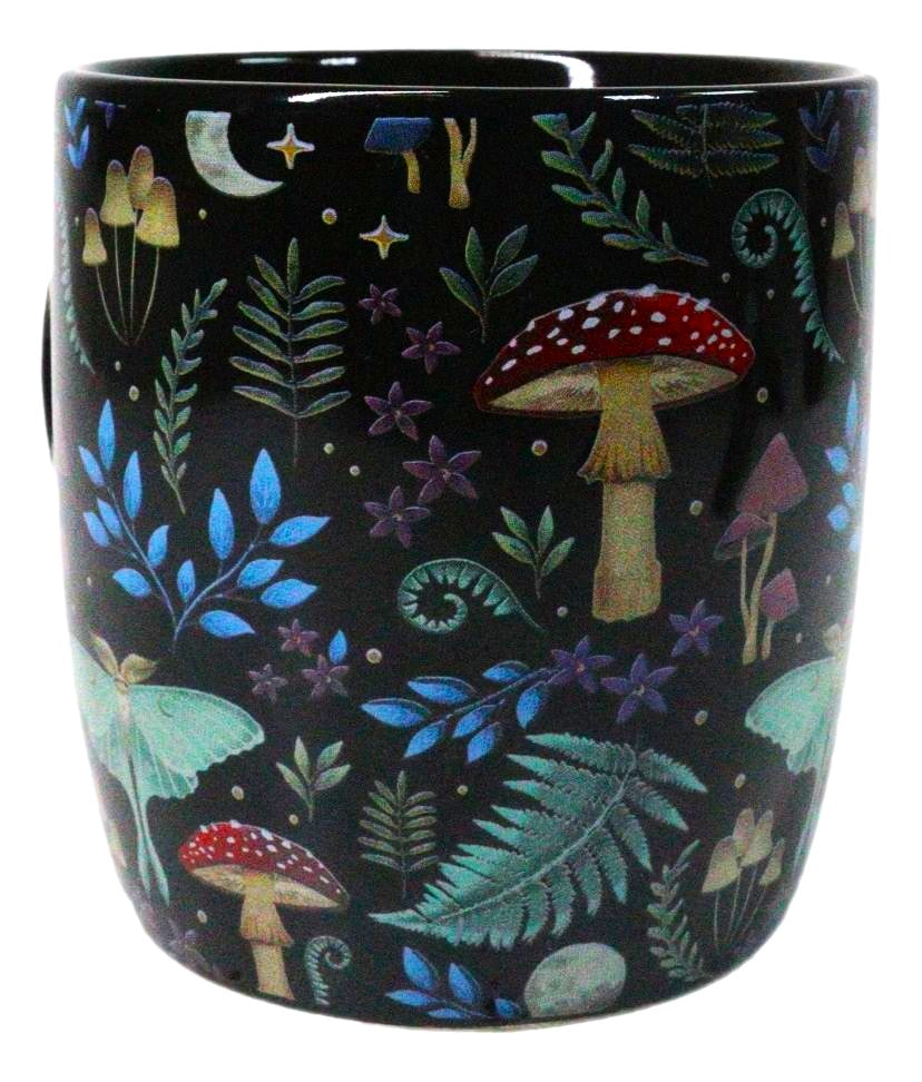 Wicca Magic Dark Forest Mushrooms And Wild Herbs Porcelain Coffee Mug Cup 12oz