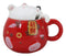 Red Maneki Neko Beckoning Lucky Cat Mug Cup With Kitty Lid And Stirring Spoon