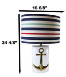 Sea Nautical Coastal Golden Ship Anchor Ceramic Table Lamp Navy Sailor Shade