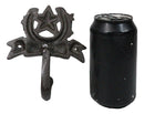 Set Of 2 Cast Iron Rustic Western Cowboy Lone Star Horseshoe Coat Hat Wall Hooks
