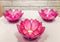 Pack Of 3 Coral Pink Seashells Lotus Flower Votive Tea Light Candle Holders