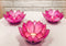 Pack Of 3 Coral Pink Seashells Lotus Flower Votive Tea Light Candle Holders