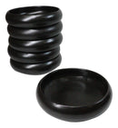Pack of 6 Black Kokuyo Modern Round Appetizer Salad Banchan Deep Dish Plates 5"D