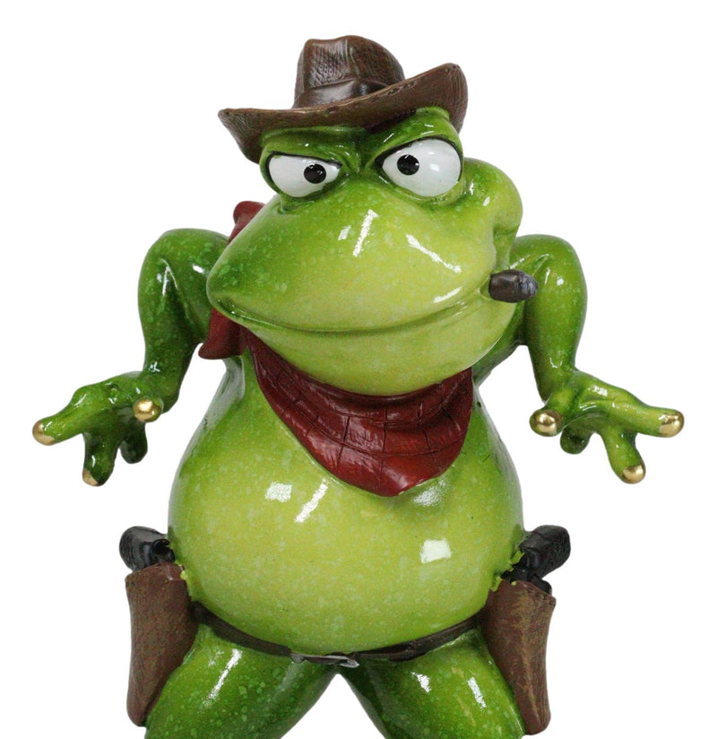 Wild West Cowboy Toad Frog In Standoff With Hat Cigar And 2 Pistols Figurine