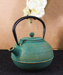 Tokusa Green And Gold Gradient Cast Iron Tetsubin Teapot With Enamel Liner