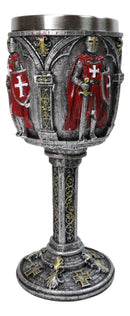 Medieval Swordsman Red Templar Crusader Knight Suit of Armor Wine Goblet