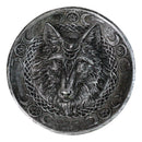 Wolf Incense Burner with Triple Moon & Celtic Knotwork, 5-Inch Round Ash Catcher