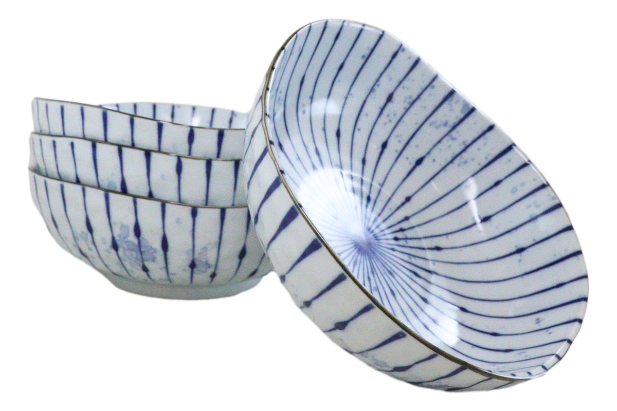 Pack Of 4 Fubuki Tokusa Made In Japan Round Flair Deep Plates Shallow Bowls 36oz