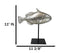 Nautical Marine Silver Tone Clown Triggerfish Fish Sculpture On Metal Pole Stand
