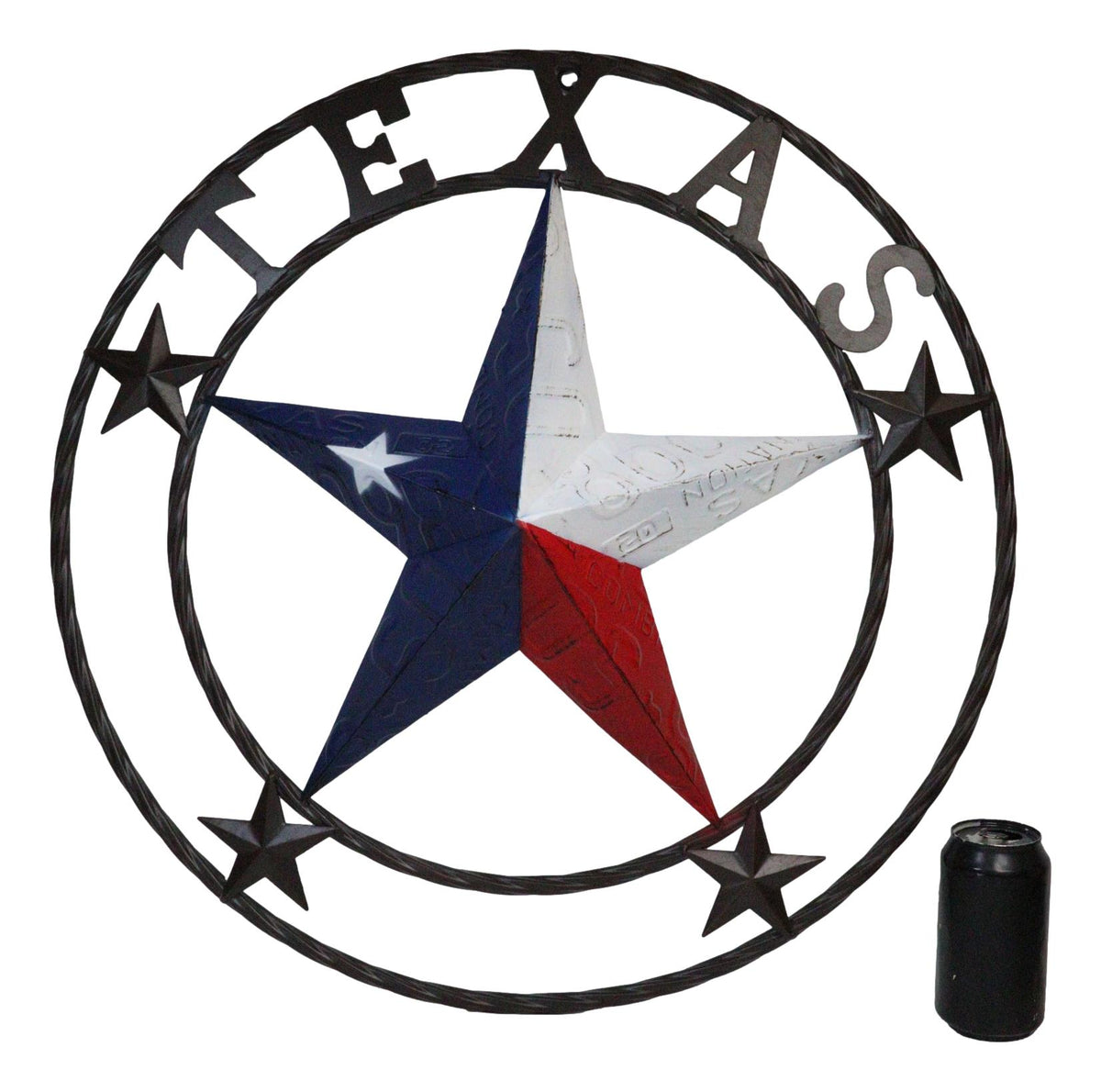 Western Patriotic Lone Star State Texas With 4 Stars Metal Wall Circle Sign 24"D