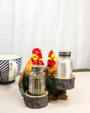 Rooster & Hen Salt and Pepper Shaker Holder Country Rustic Farmhouse Chicken