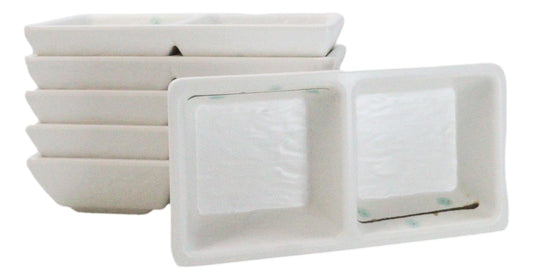 Pack Of 6 Yukino Hana Snowflakes Melamine 2 Partition Condiments Sauce Dishes