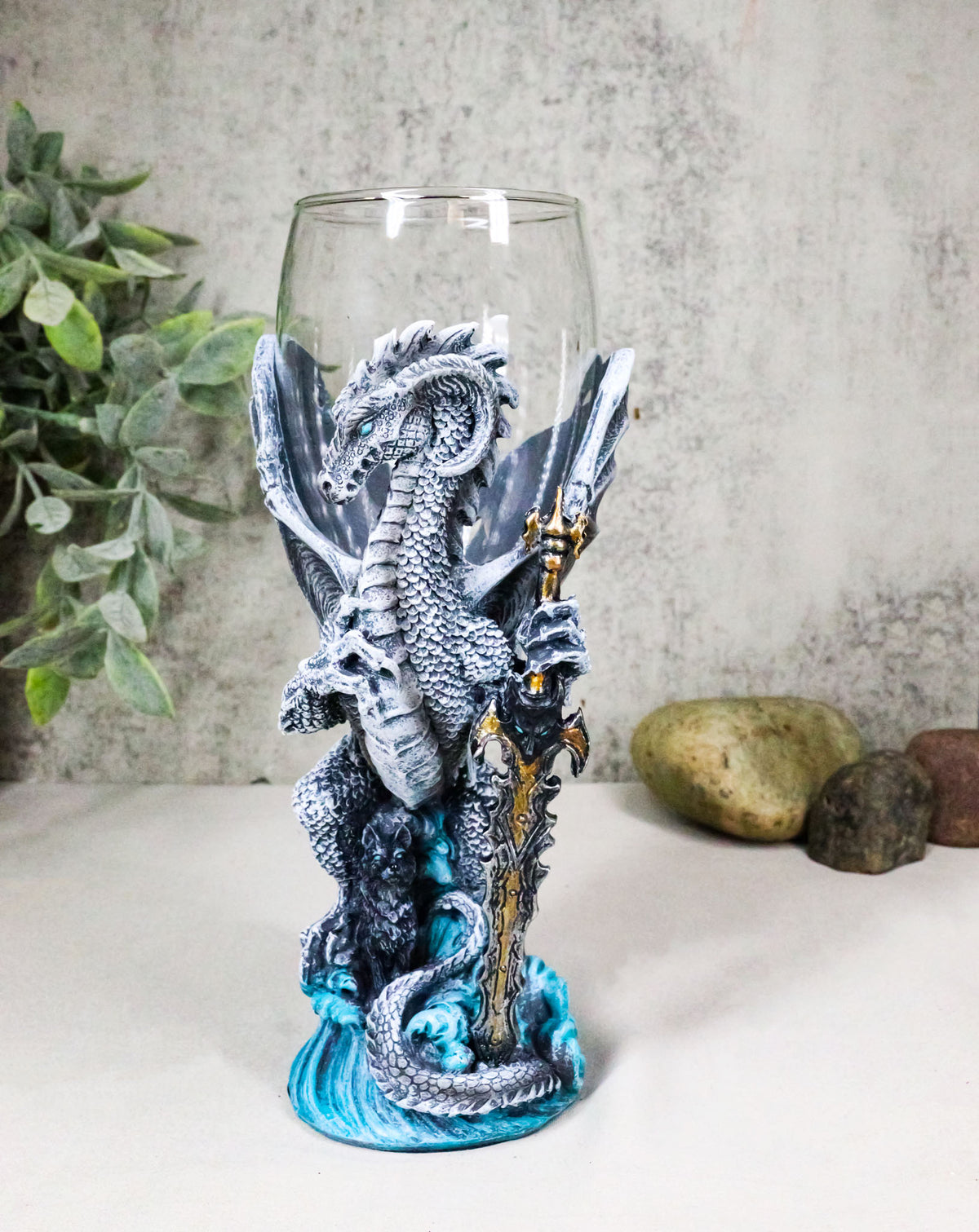 Ruth Thompson Elemental Dragon Omega Blade Sword Glass Wine Goblet Chalice Cup