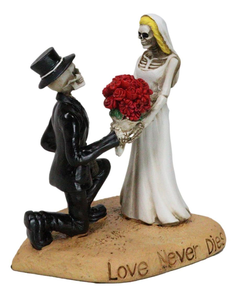 Love Never Dies Wedding Bride Groom Skeletons With Roses Cake Topper Figurine