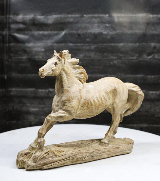 Western Wild And Free Open Grasslands Galloping Horse Faux Wood Figurine 9"L