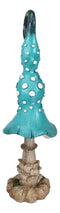 Enchanted Fairy Garden Blue Spotted Crooked Toadstool Mushroom Figurine 17"H